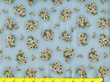 Small White Flower Bouquets on Light Blue Flowers Quilting Fabric by Yard #437 Bouquet