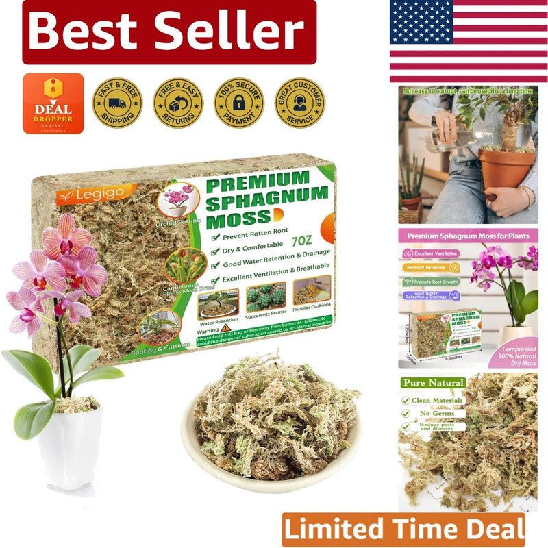 Natural Sphagnum Moss 7 oz - Ideal for Orchids, Succulents & Carnivorous Plants Orchids