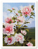 DIY Tinted canvas cross stitch kit Peonies Pink Flowers Craft Art Gift Peony