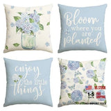 Spring Bloom Where You are Planted Hydrangea Vase Throw 18" x 18" (Pack of 4) Hydrangea