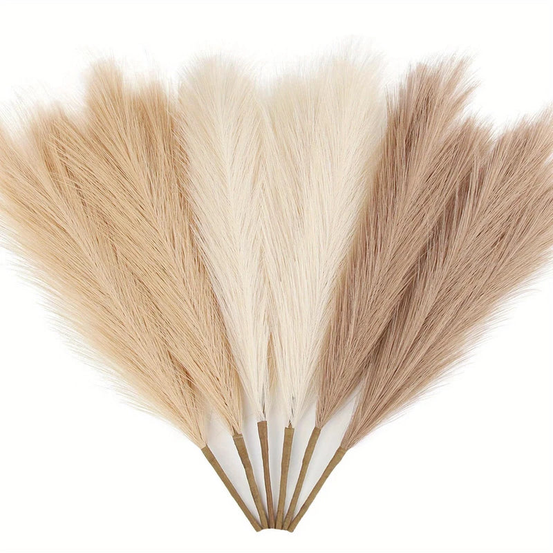 6pcs Artificial Pampas Grass Decor Flowers Fake Plant Reed for Diy Floral Table Pampas Grass