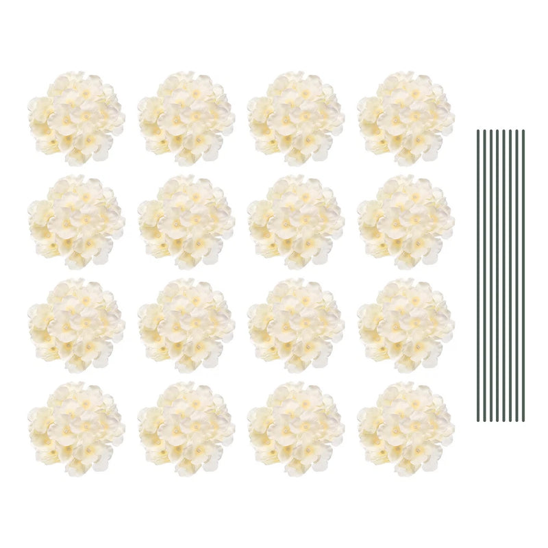 Artificial Flowers DIY Silk Fake Hydrangea Flowers with Stems 6" Beige 30 Set Hydrangea