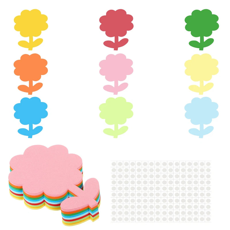 Colorful sunflower paper flower cutouts set with layered scalloped shapes and grid sheet