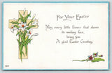 Easter~White Lilies On Cross~May Every Smiling Flower Bring Glad Greetings~Vinta Lily