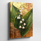 Wall Art Canvas a Vibrant Painting of Lily of the Valley Flowers Against a Lily