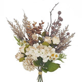 12-inch Small Fake Silk Flowers Fall Bouquet Faux Centerpieces with Roses, Da... Hydrangea