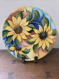 Hand Painted Pottery SUNFLOWER CAKE PLATE  Made in Italy for Period Possessions Sunflower