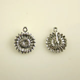 Sunflower Bloom - Lead Free Silver Color Pewter Charm Sunflower