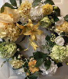 Luscious Yellow Spring And Summer Hydrangea, Rose, And Peony Wreath Peony