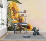 3D Hand Drawn Sunflower Flower Wall Murals Wallpaper Murals Wall Sticker 49 Sunflower