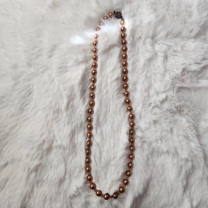 Handmade brown pearl beaded necklace with sunflower clasp Sunflower