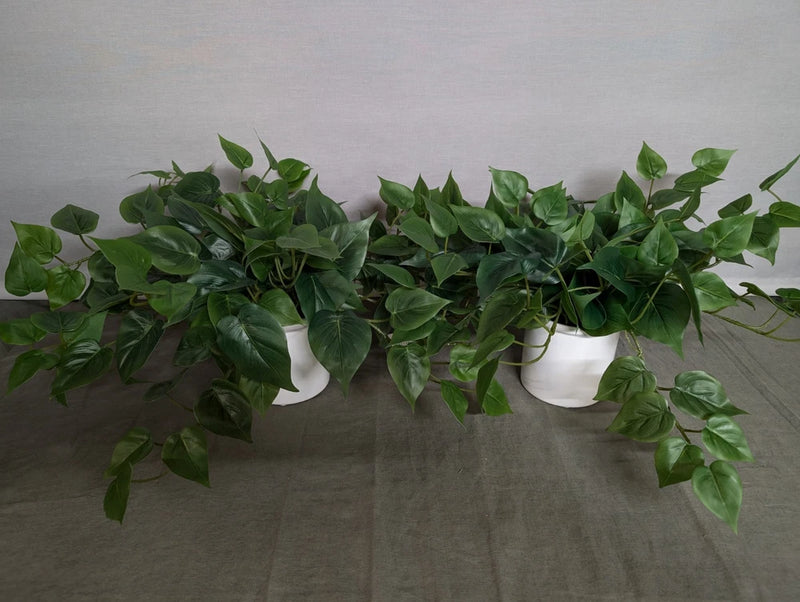 Lot of 2 - Threshold Realistic Faux Pothos Plants in Ceramic Pot Flowering Plants