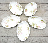 Haviland Limoges France Pink Carnation Bone Oval 6" Dish Set Of 5 H.F. Vollmer Carnation