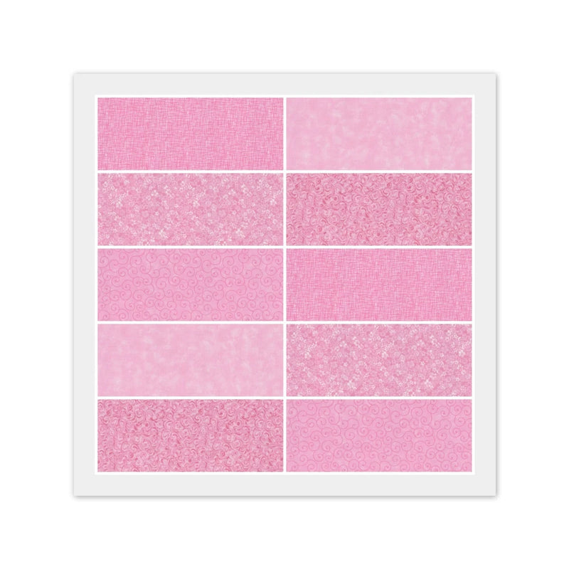Pink FAT QUARTERS: 10) 18" x 22" - 100% Cotton Fabric Bundle, 5 Prints 2 Each Flowering Plants