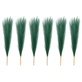 6 Pcs 17 Inch Faux Pampas Grass Artificial Boho Decor Dark Green Pampas Grass