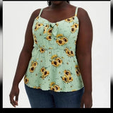 Torrid Sunflower Tank Top Green NWT New 1X Sunflower