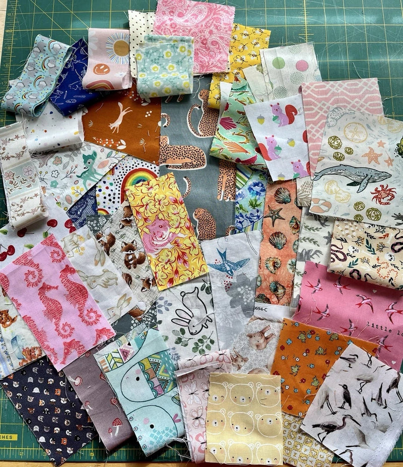 Designer Quilt Fabric Scraps 1/4 Lb Flowering Plants