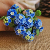 Navy Blue Hydrangea Flowers 6 Bunches Dollhouse Artificial Flower Miniature Deco Hydrangea