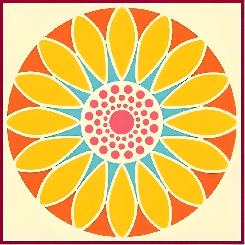 FLOWER CIRCLE 11 -SUNFLOWER STENCIL- BOTANICAL-The Artful Stencil Sunflower
