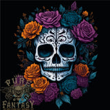 A Sugar Skull With Roses Day of the Dead DOTD Mens T-Shirt 100% Cotton Roses