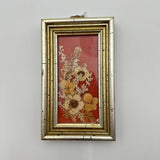 Vtg Pressed Dried Flowers Red Velvet Wall Art Framed Dried Flower