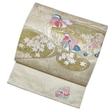 Obi Obi brocade genuine gold leaf double weave Japanese pampas grass maple flowi Pampas Grass