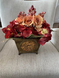 Bird Planter Hydrangea And Roses Centerpiece Flower Arrangement Tabletop Decor Hydrangea