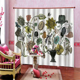 Flower Bud Tree Gray Sunflower Printing 3D Blockout Curtains Fabric Window Sunflower