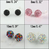 Sparkle CZ Crystal Round Disco Ball Sliver Stud Earrings 6mm 8mm 10mm 12mm New Roses