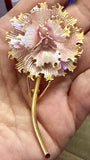 Vintage 1980s Brooch Pink Enamel & Gold Tone Carnation Flower Cerrito Style EUC Carnation
