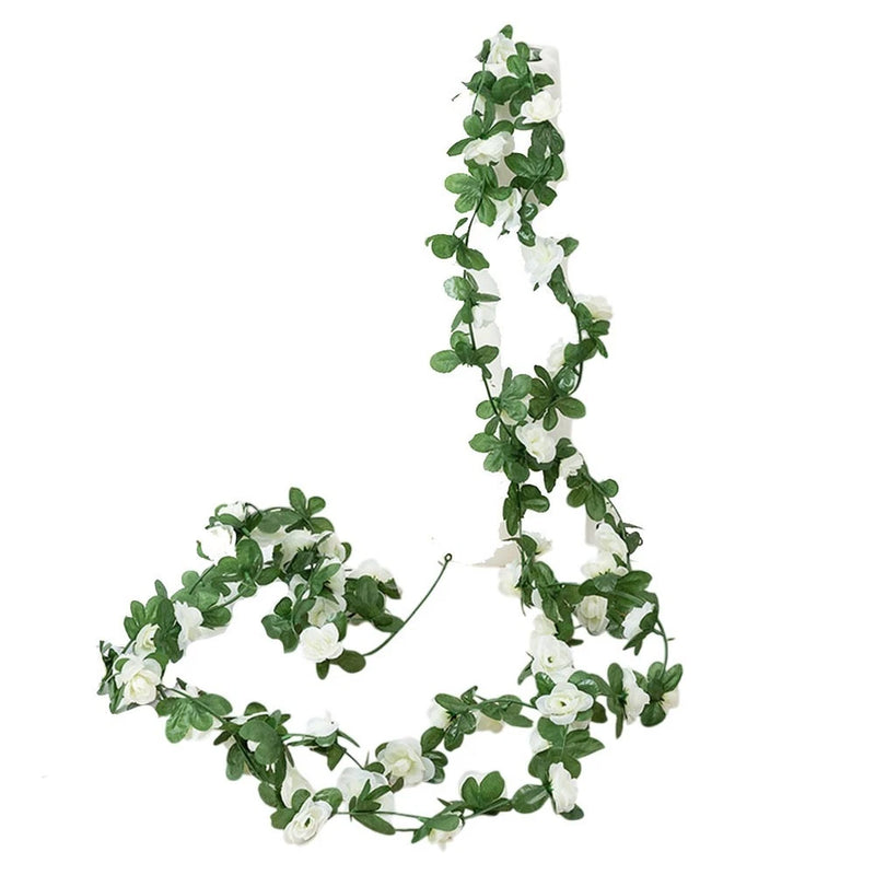 Simulation Rose Vine Garland for Wedding Decoration Lifelike Floral Display Green Plant