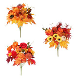 Fall Artificial Flower Bouquet,Fake  Faux Maple Leaves Autumn Floral Arrangement Sunflower