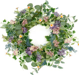Artificial Spring Summer Wreath 20" Purple Hydrangea Front Door Farmhouse Hydrangea