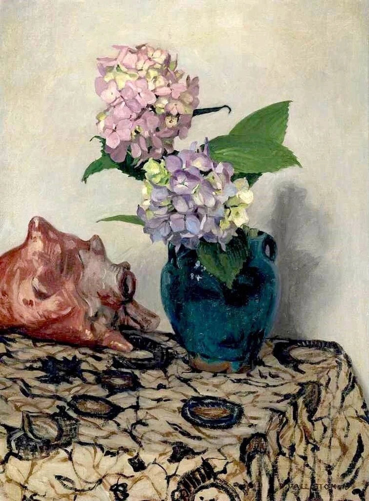 Dream-art Oil painting Hydrangeas-with-Shell-Felix-Vallotton-Oil-Painting flower Hydrangea