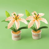 Artificial Handmade Knitting Flowers for  Family and Lover -Yellow Green Plant