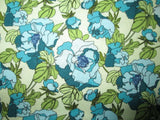 BLUE TEAL ROSES SHADED ROSE LIGHT GREEN CREAM COTTON FABRIC BTHY Flowering Plants
