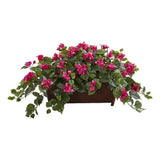 Nearly Natural Bougainvillea Artificial Plant in Decorative Planter in Pink Green Plant