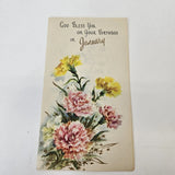 Vintage Sunshine Line January Birthday Greeting Card Carnation Flowers Unused Carnation
