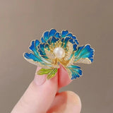 Fashion Crystal Pearl Peony Flower Brooch Pin Women Wedding Bouquet Jewelry Gift Peony
