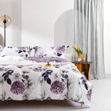 MILDLY 100% Long-Staple Cotton Duvet Cover Set Hydrangea Lotus Flower Pattern... Hydrangea