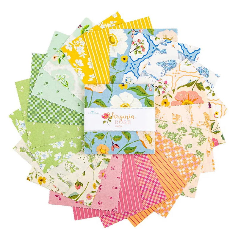 Virginia Rose ~ 5" x 5" Squares, Riley Blake $3.99 Ships ANY Amount Of Fabric Flowering Plants