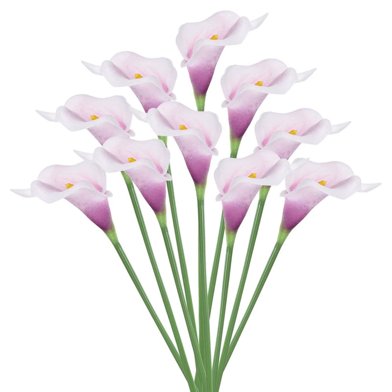 20Pcs 13" Artificial Calla Lily Flowers Floral Bouquet Decor, Purple White Lily