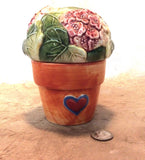Susan Winget Hydrangea Flower In Heart Pot Salt & Pepper Nester Shakers Hydrangea