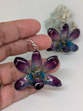Mini Dendrobium Blue, Real Orchid in Resin Earrings Orchids