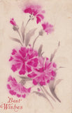 PINK CARNATIONS Flowers BEST WISHES Holiday Floral Postcard Carnation