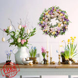 Easter Eggs Hydrangea Flower Wreath 20" Spring Lamb Ear Eggs Hydrangea
