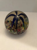 Vintage Paperweight Blue Lily Flower Multi Colored 2-3/4