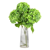 4pcs Artificial Hydrangea Flowers 18.5" Latex Faux Hydrangea Flower, Green Green Plant