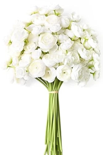 Ranunculus Artificial Flowers 14In Fake Peonies Artificial Flowers 36Pcs White Ranunculus
