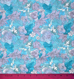 Princess Jasmine Fabric - HALF YARD - Quilting 100% Cotton Disney Aladdin Floral Flowering Plants